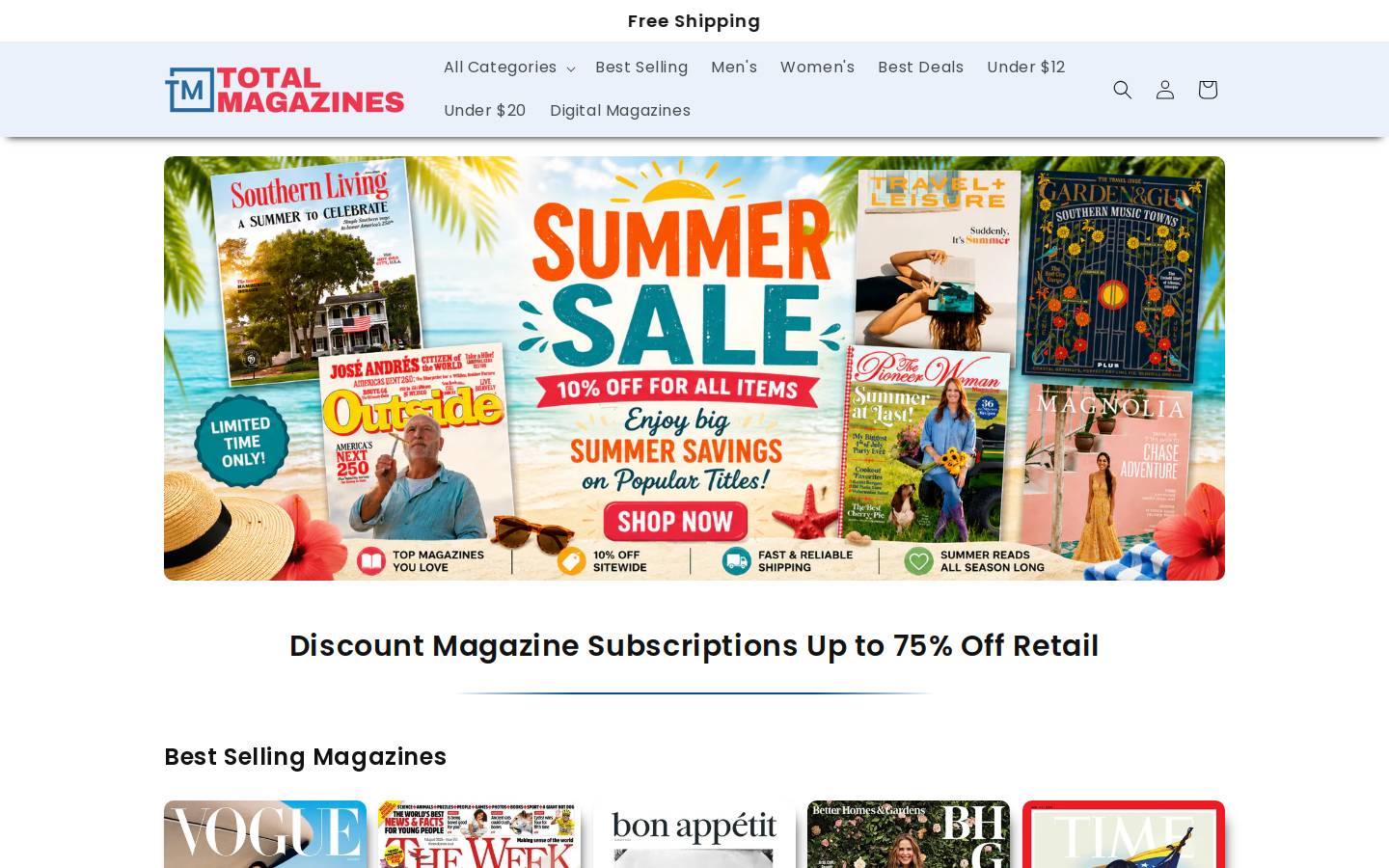 Totalmagazines homepage screenshot