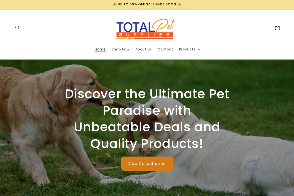 Total Pet Supplies homepage screenshot