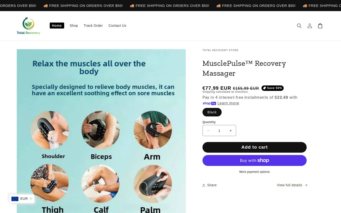 totalrecoverystore.com homepage screenshot
