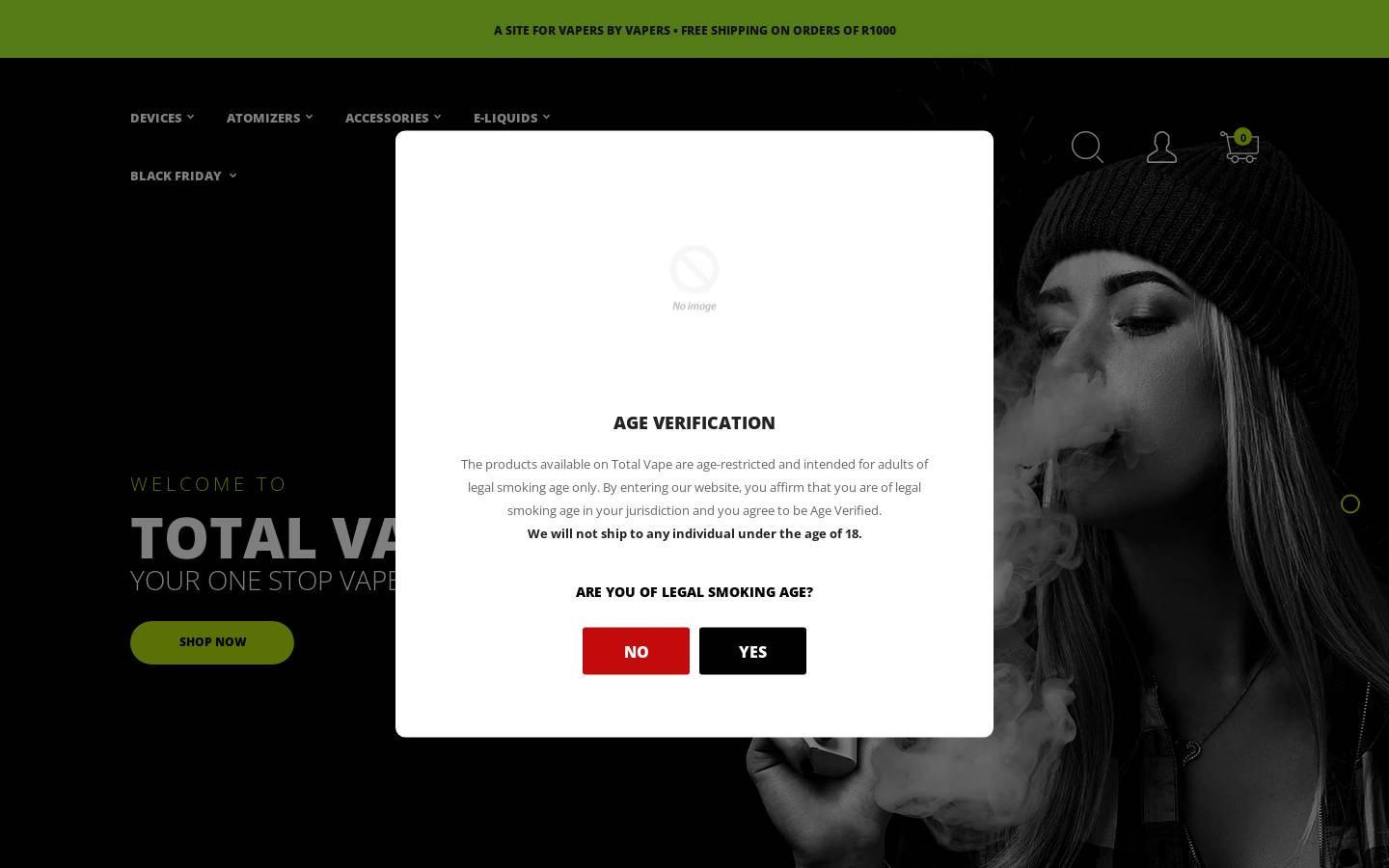 totalvape.co.za homepage screenshot
