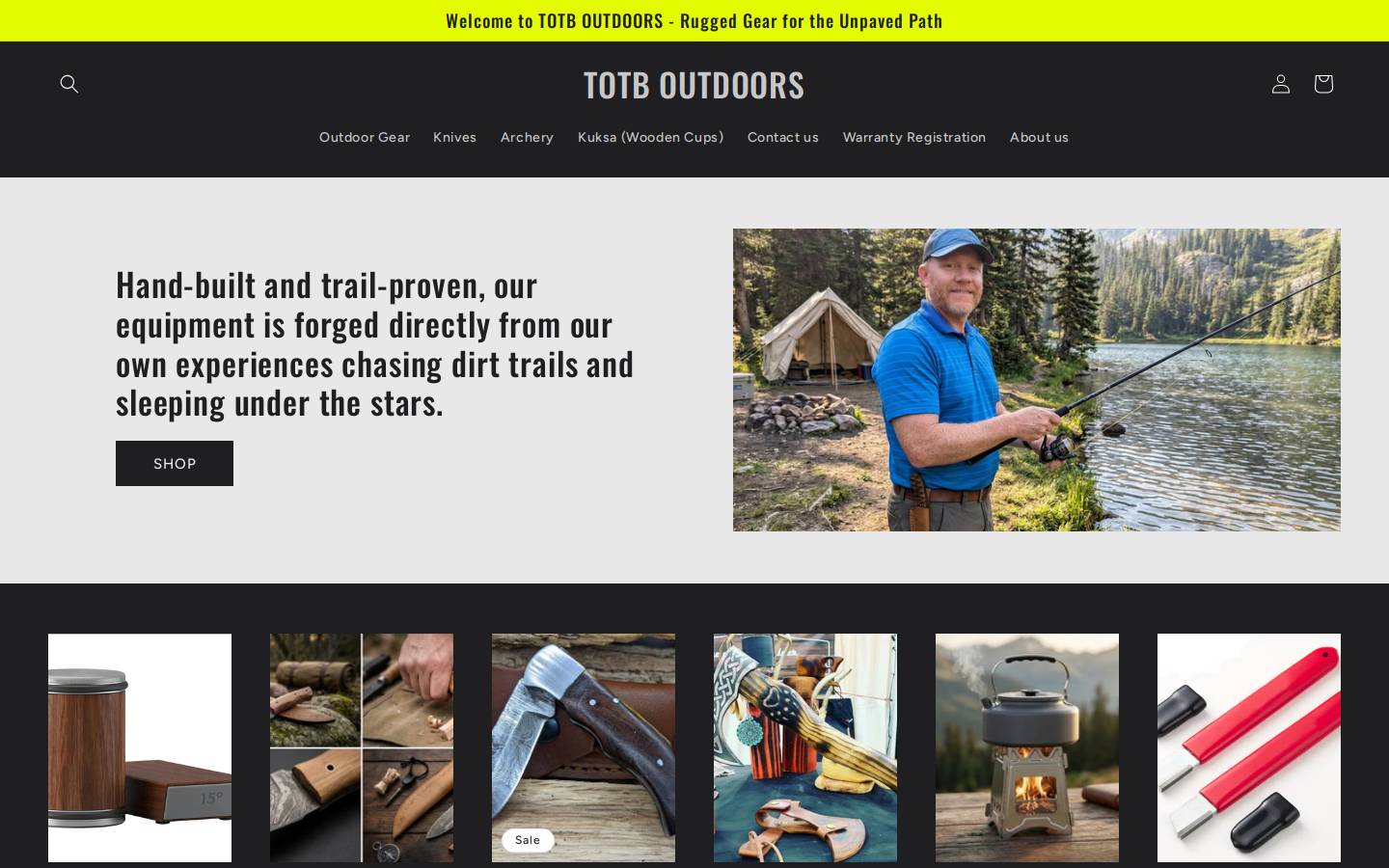 totboutdoors.com homepage screenshot