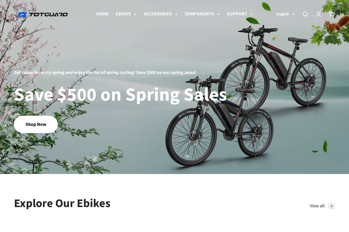 TotGurad Electric Bike homepage screenshot