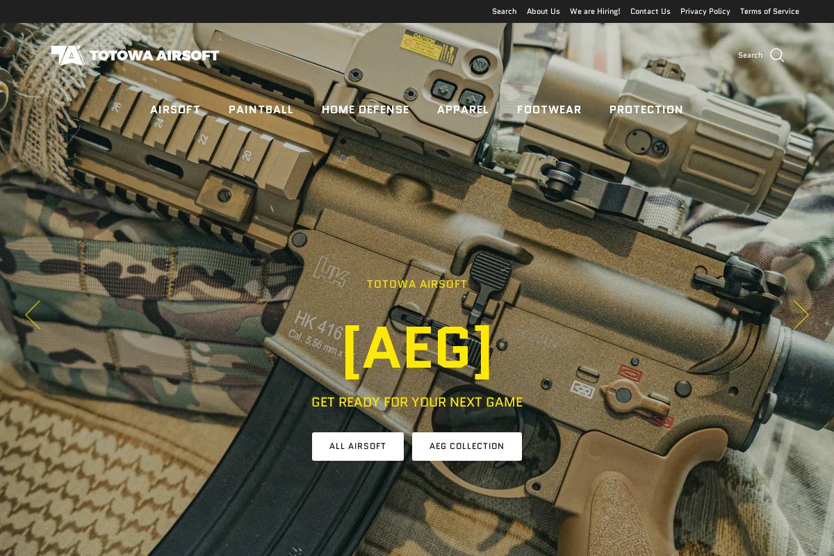 totowaairsoft.com homepage screenshot