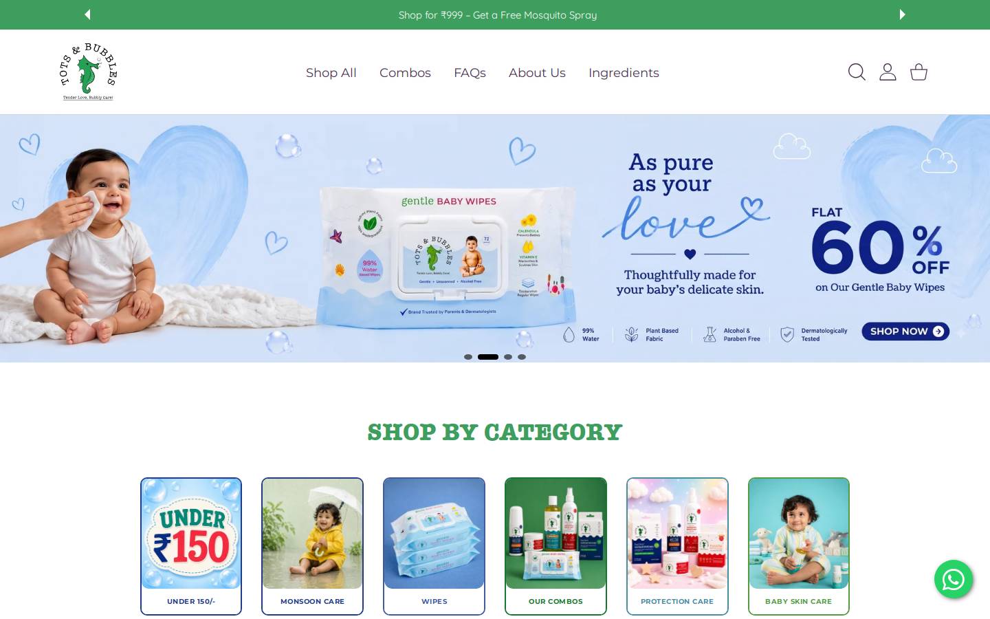 totsandbubbles.com homepage screenshot