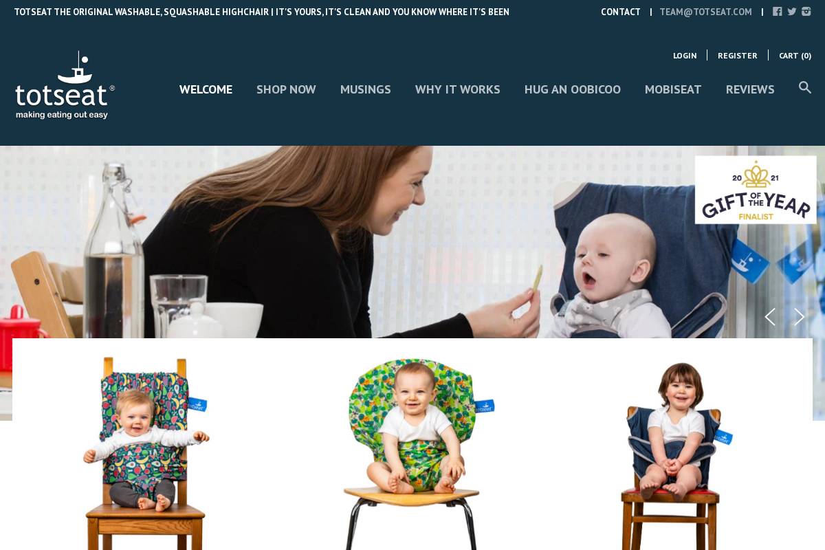 Totseat homepage screenshot