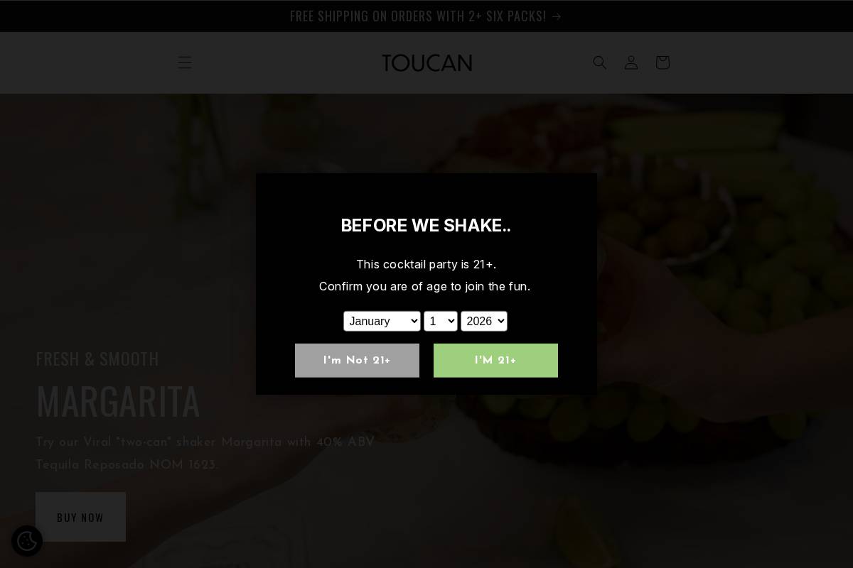 toucancocktails.com homepage screenshot
