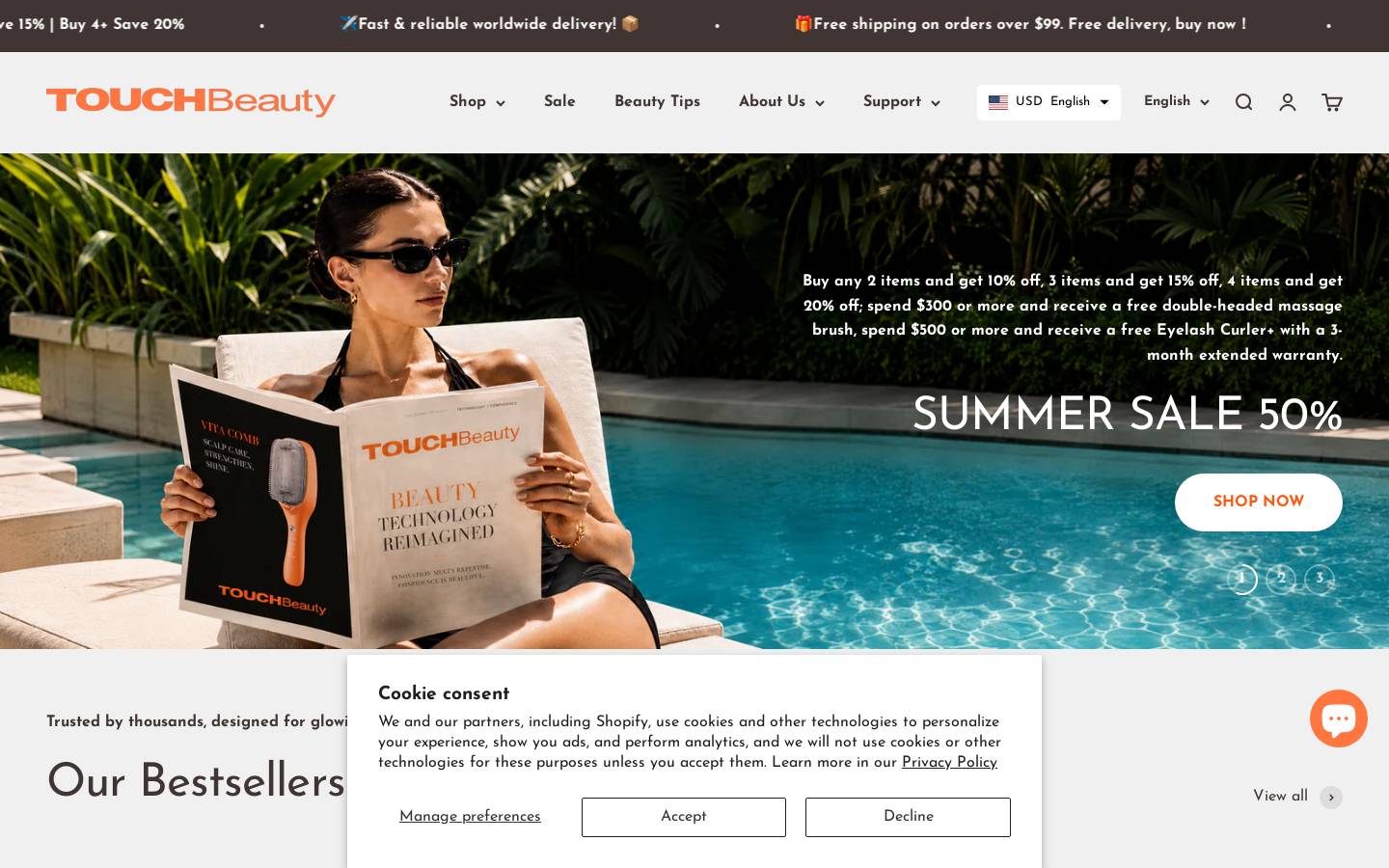 touchbeauty.com homepage screenshot