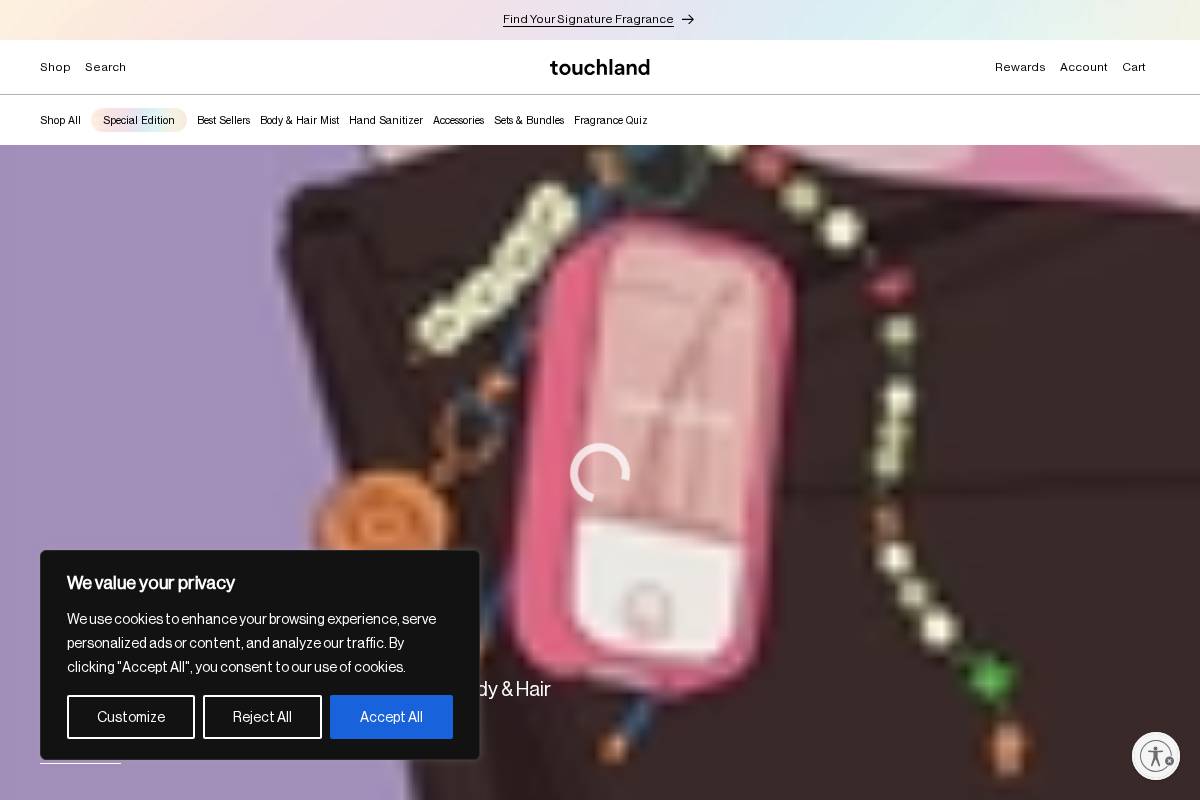 touchland homepage screenshot