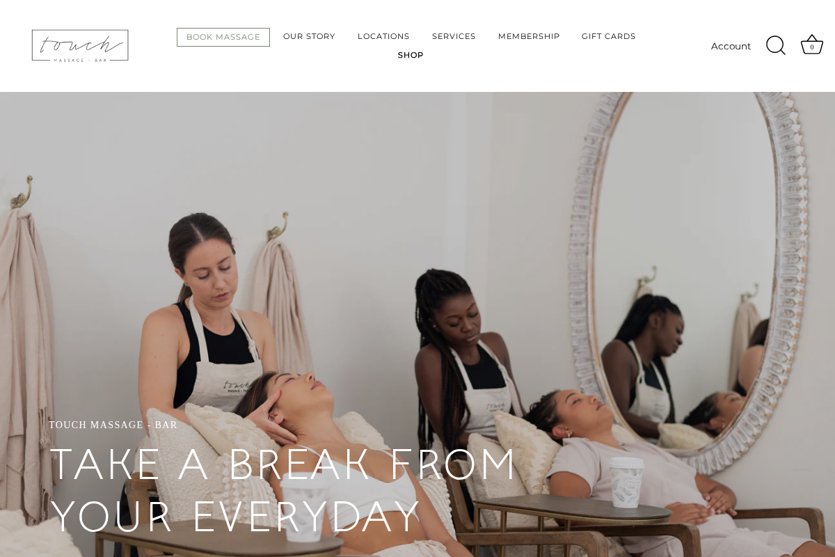 touchmassagebar.com homepage screenshot