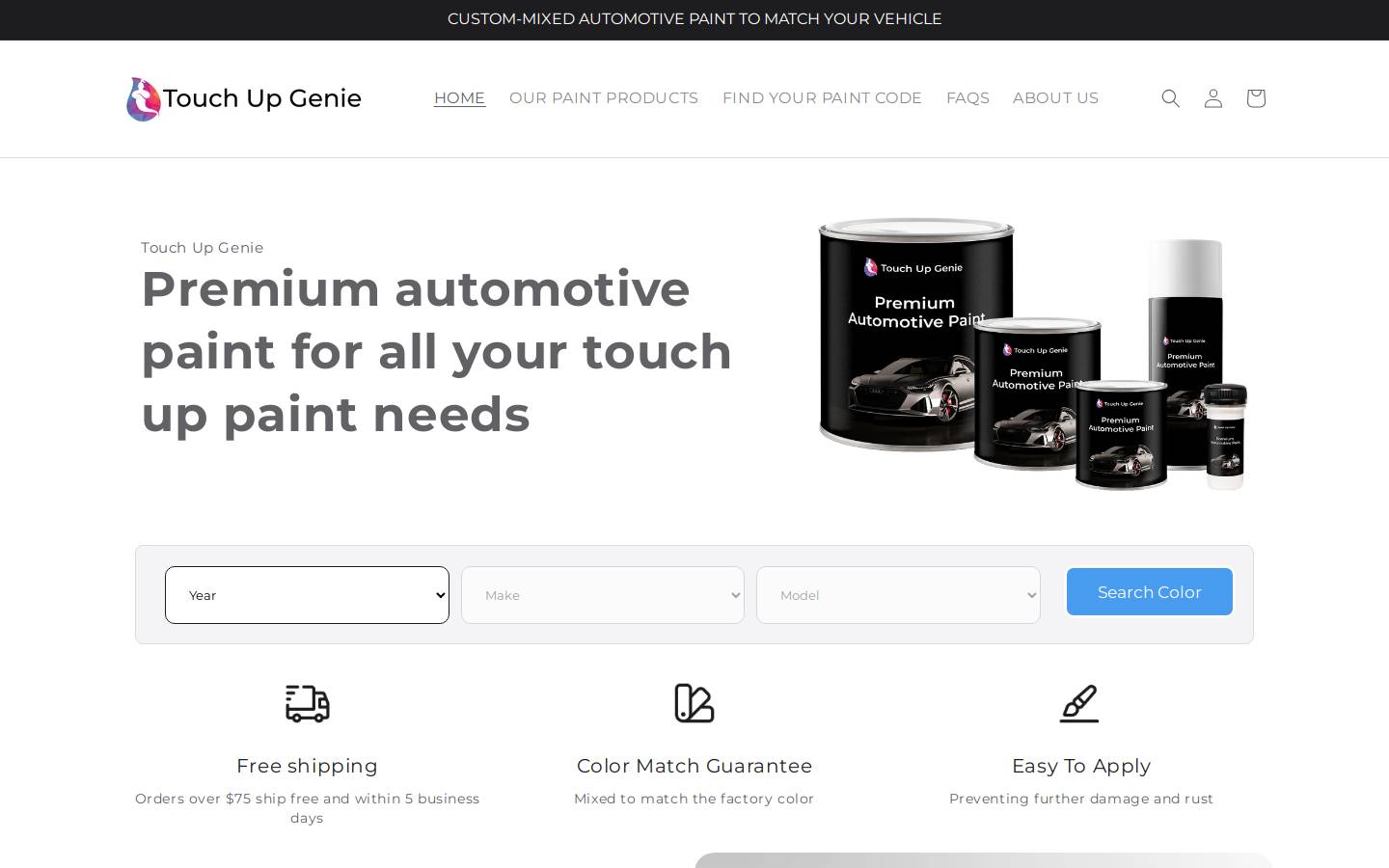 touchupgenie.com homepage screenshot