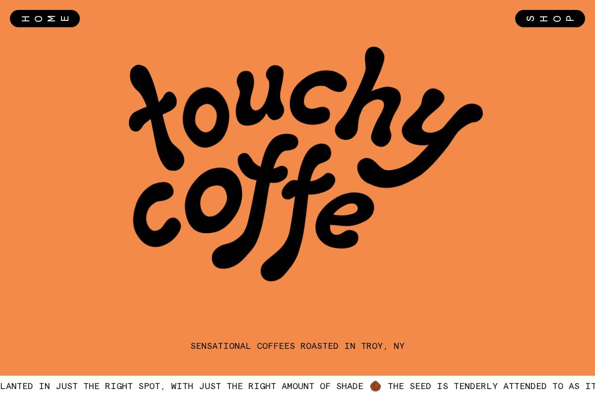 touchycoffee.com homepage screenshot