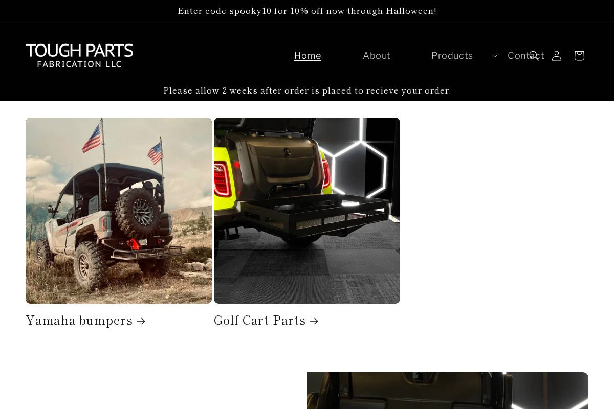 toughpartsfab.com homepage screenshot