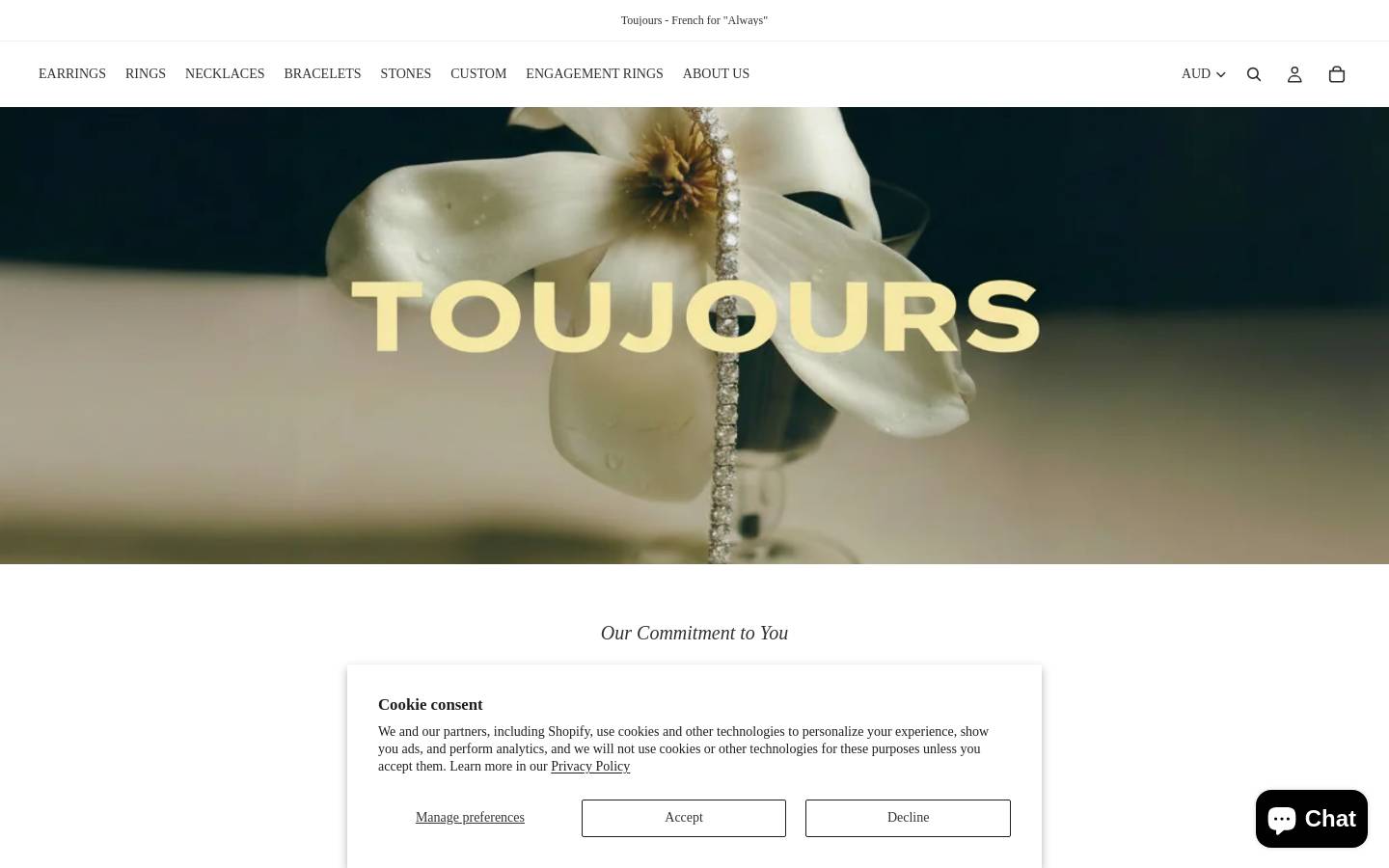 toujours.com.au homepage screenshot