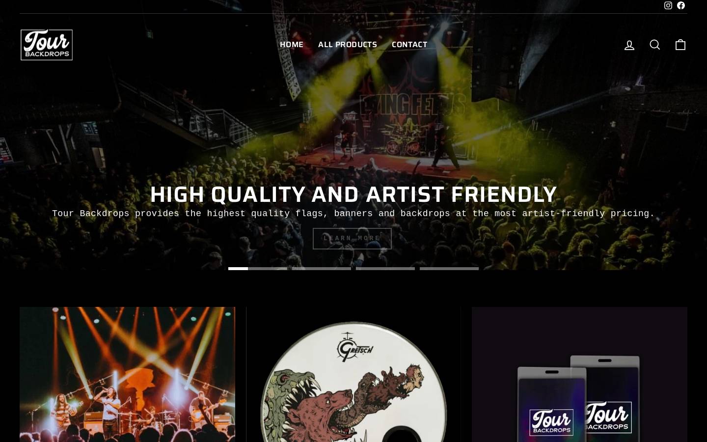 tourbackdrops.com homepage screenshot