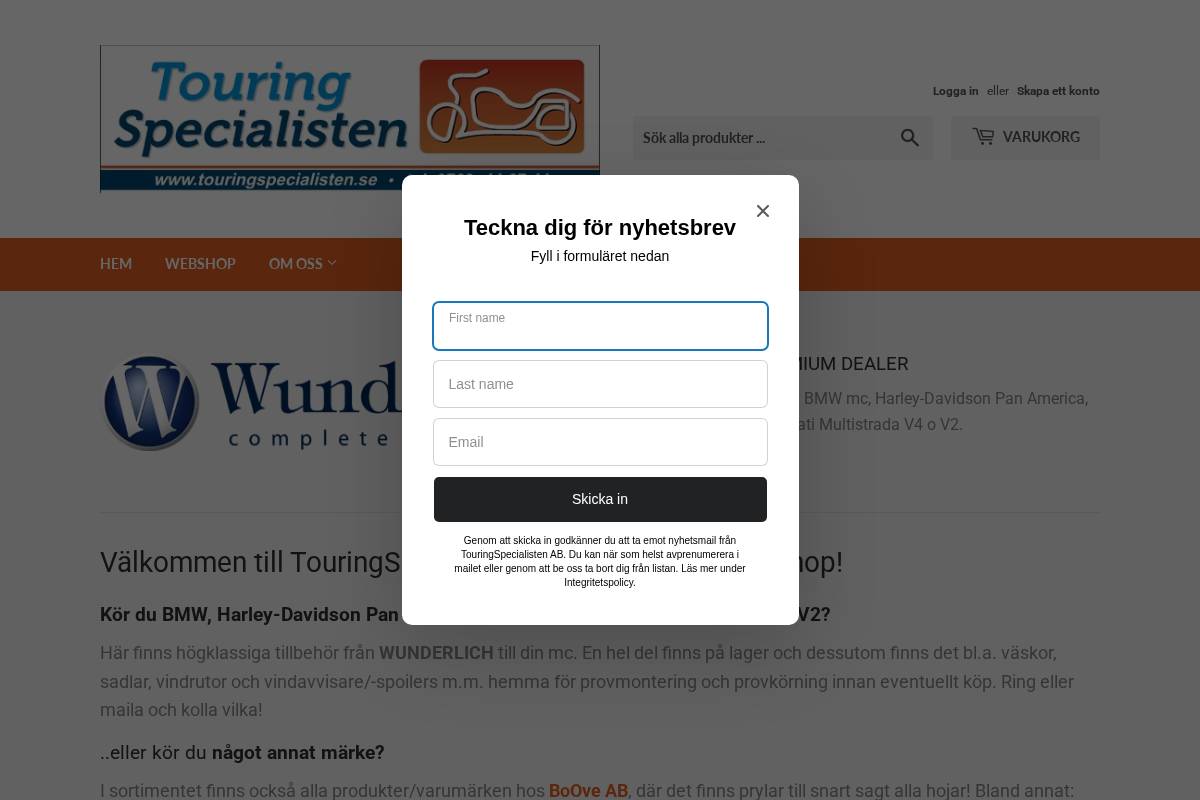 TouringSpecialisten homepage screenshot