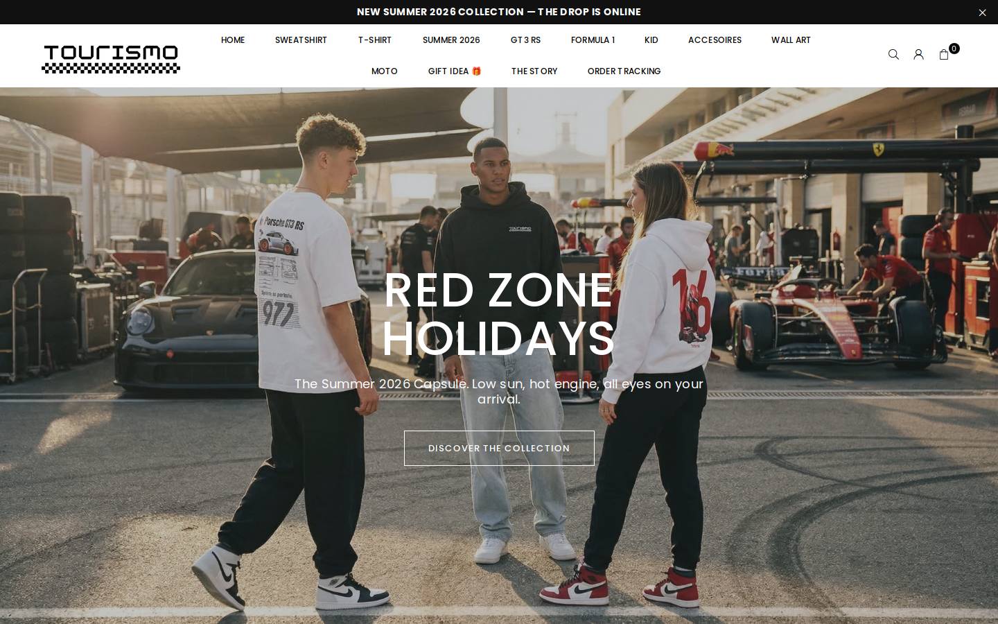 Tourismo Clothing homepage screenshot