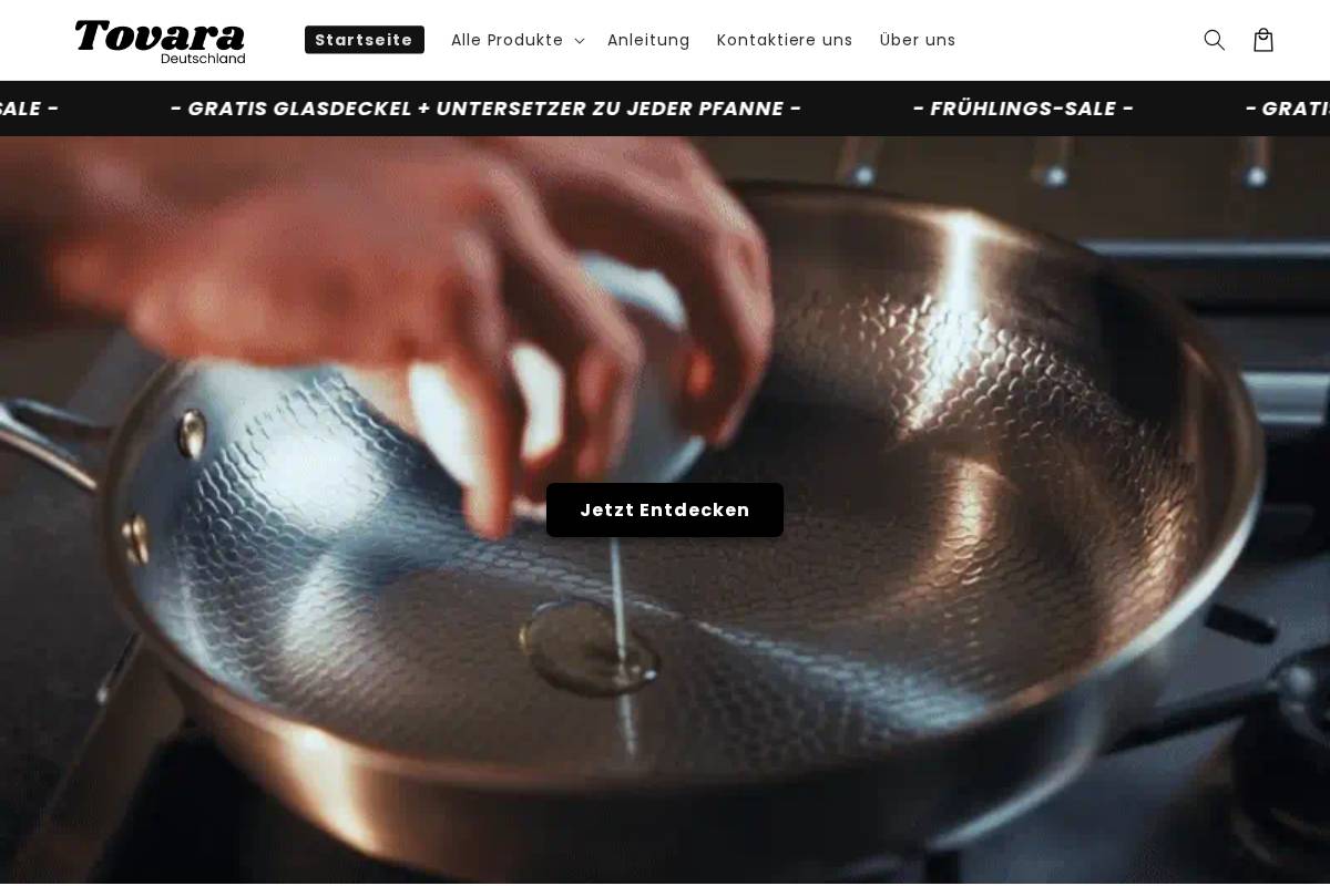 Tovara homepage screenshot