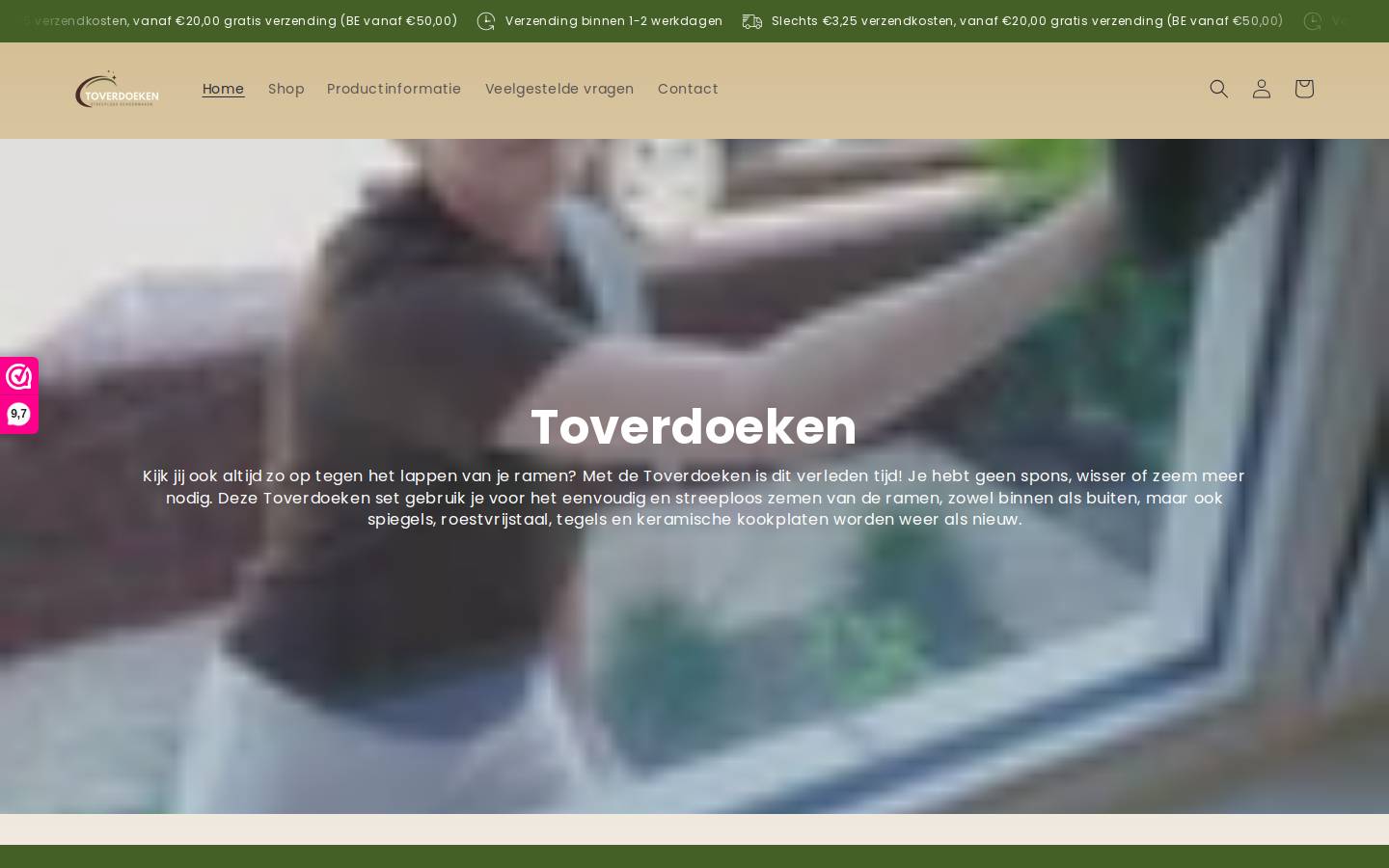 Toverdoeken homepage screenshot