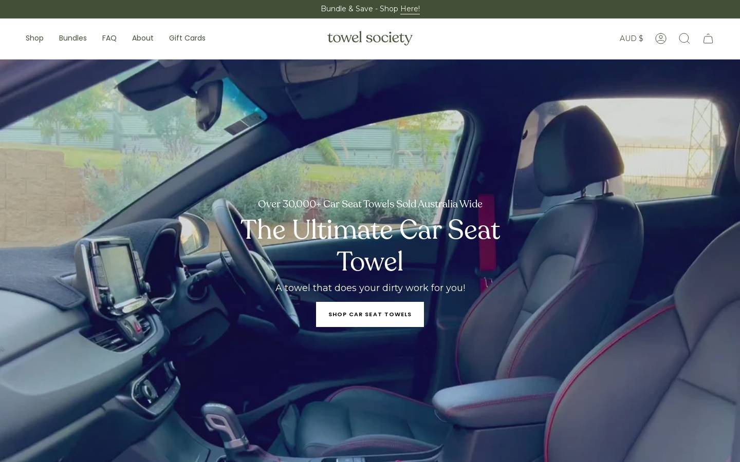 Towelsociety homepage screenshot