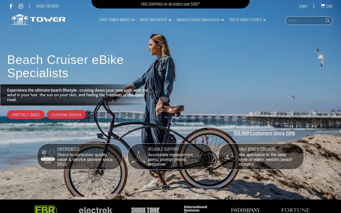 towerelectricbikes.com homepage screenshot