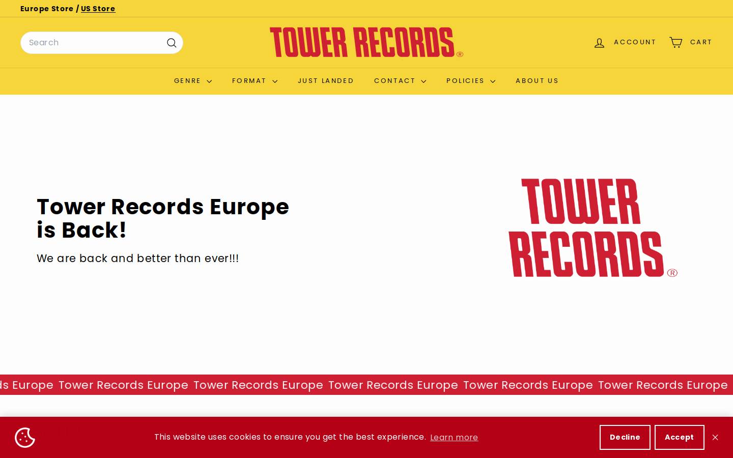 Tower Records homepage screenshot