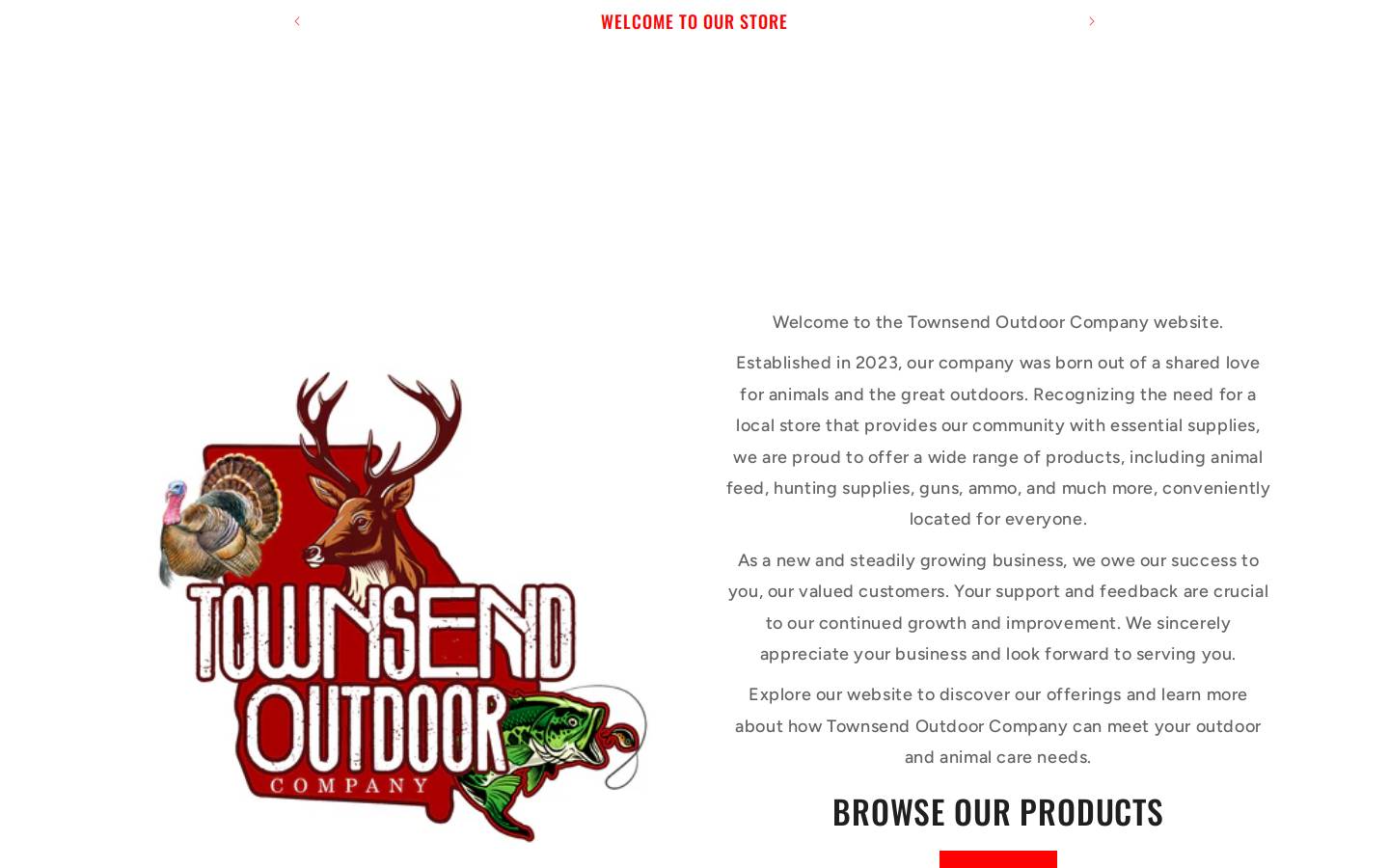 townsendoutdoorcompany.com homepage screenshot