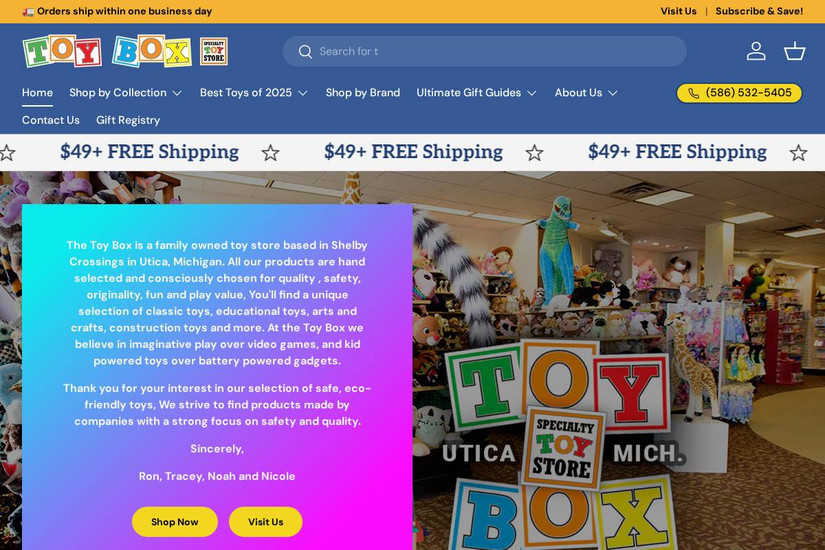 toyboxmichigan.com homepage screenshot