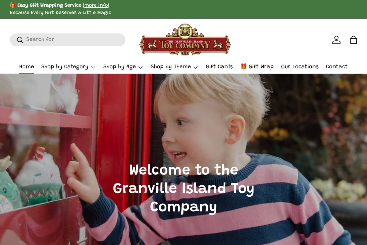 Granville Island Toy Company homepage screenshot