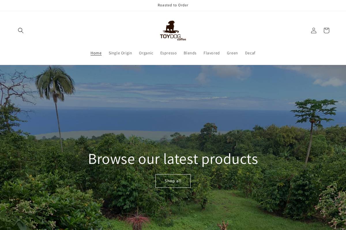 toydogcoffee.com homepage screenshot