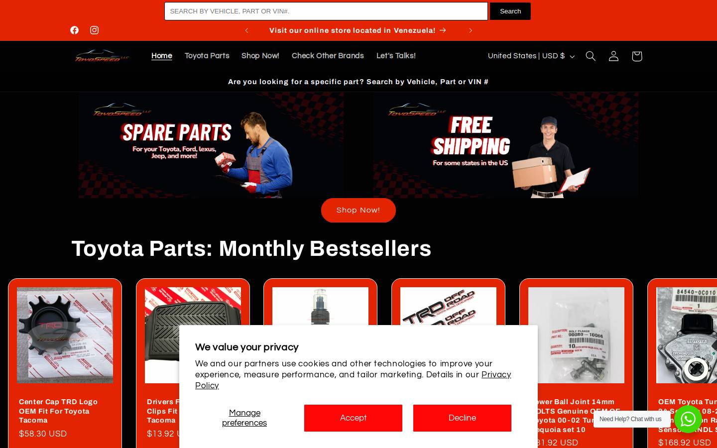 toyospeed.com homepage screenshot