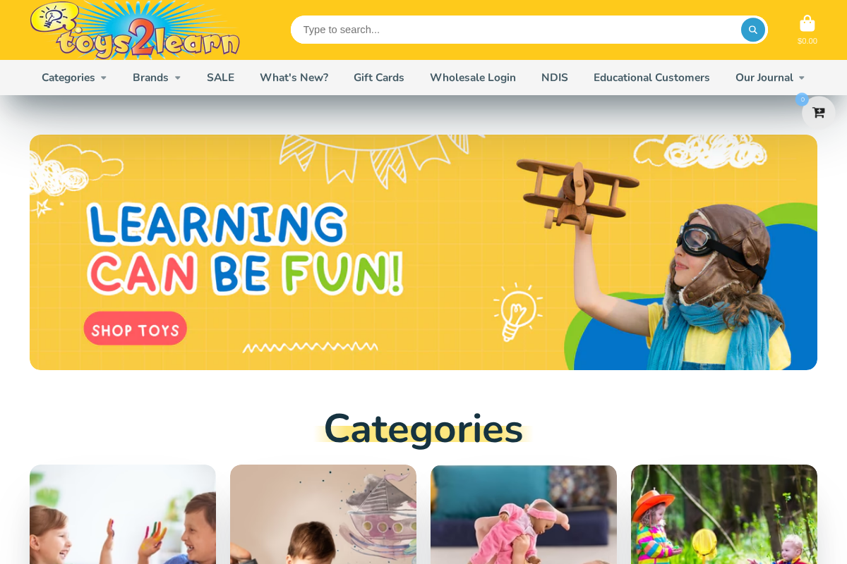Toys2Learn homepage screenshot