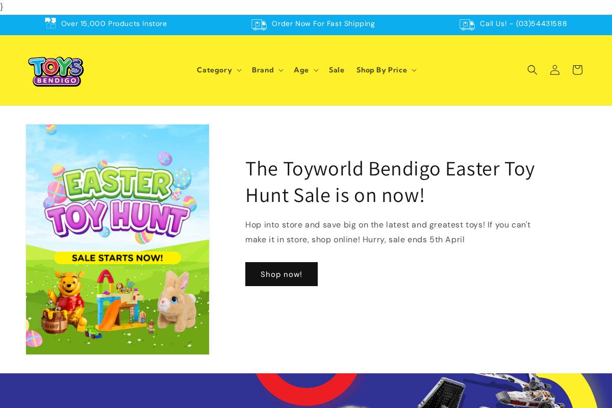 toysbendigo.com.au homepage screenshot