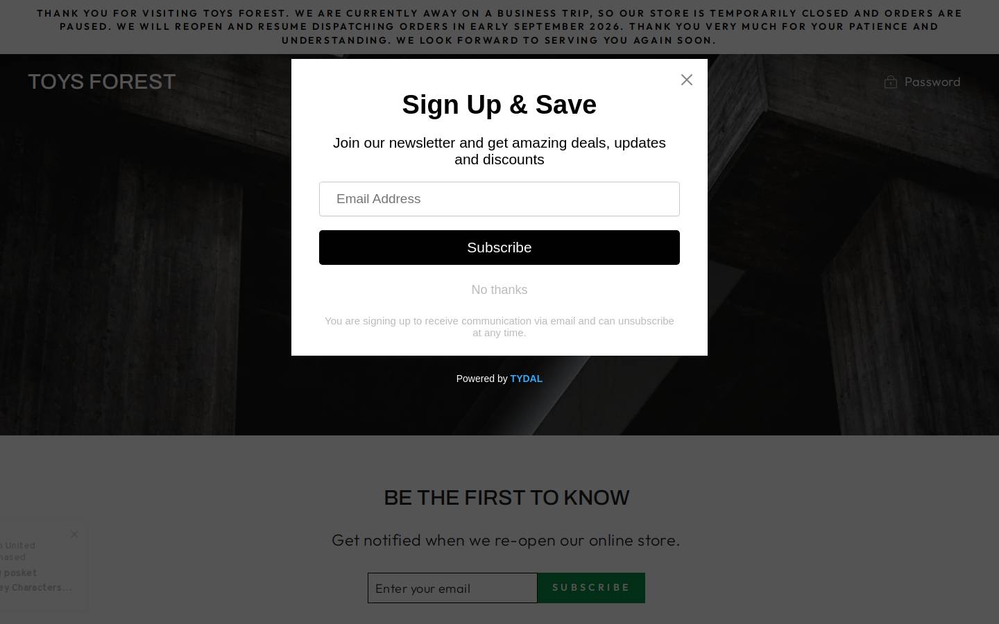 Toysforest homepage screenshot