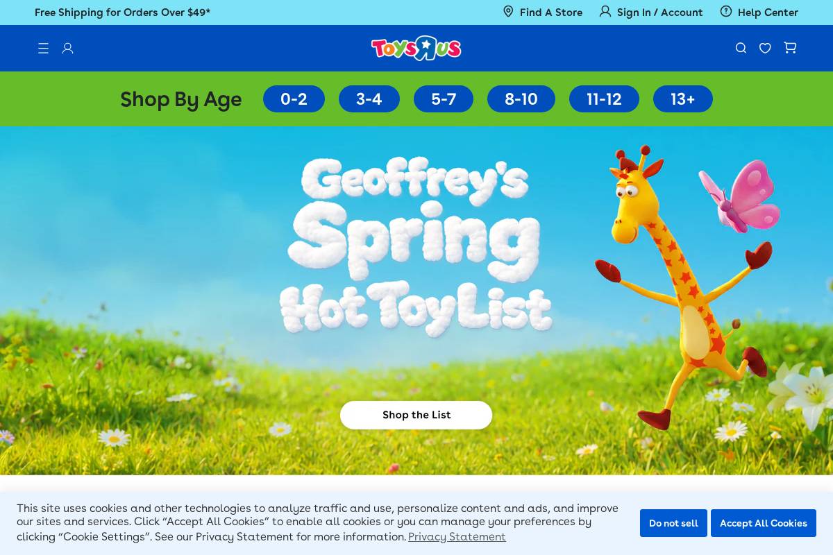 Toys "R" Us homepage screenshot