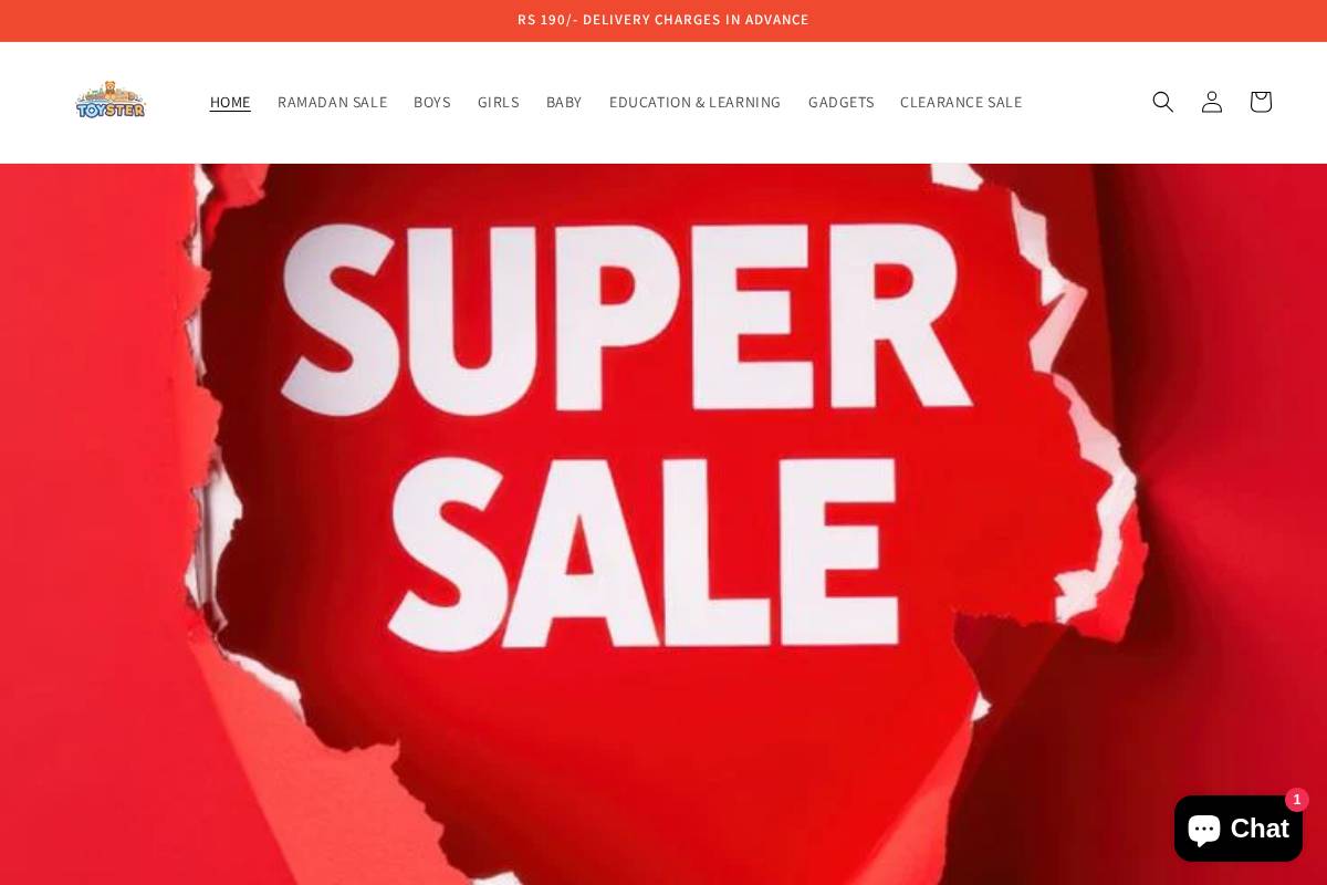 Toyster homepage screenshot