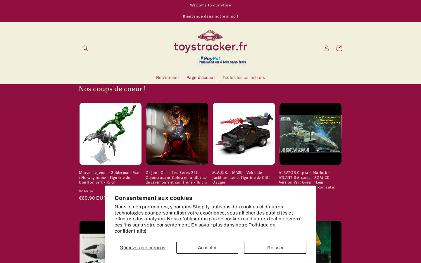 Toystracker homepage screenshot