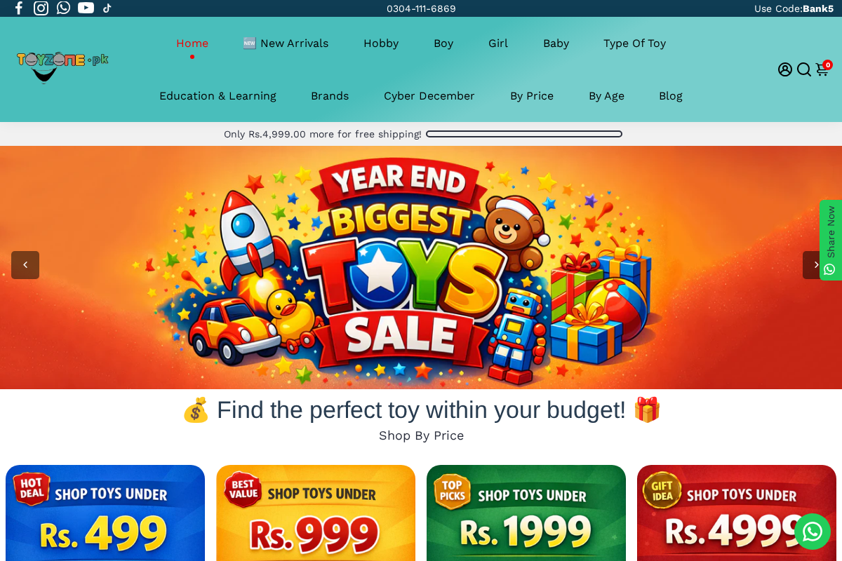 toyzone.pk homepage screenshot