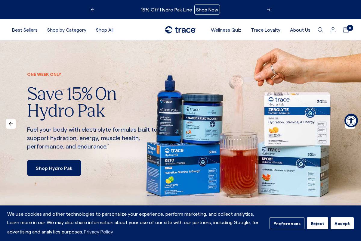 Trace Minerals Research homepage screenshot