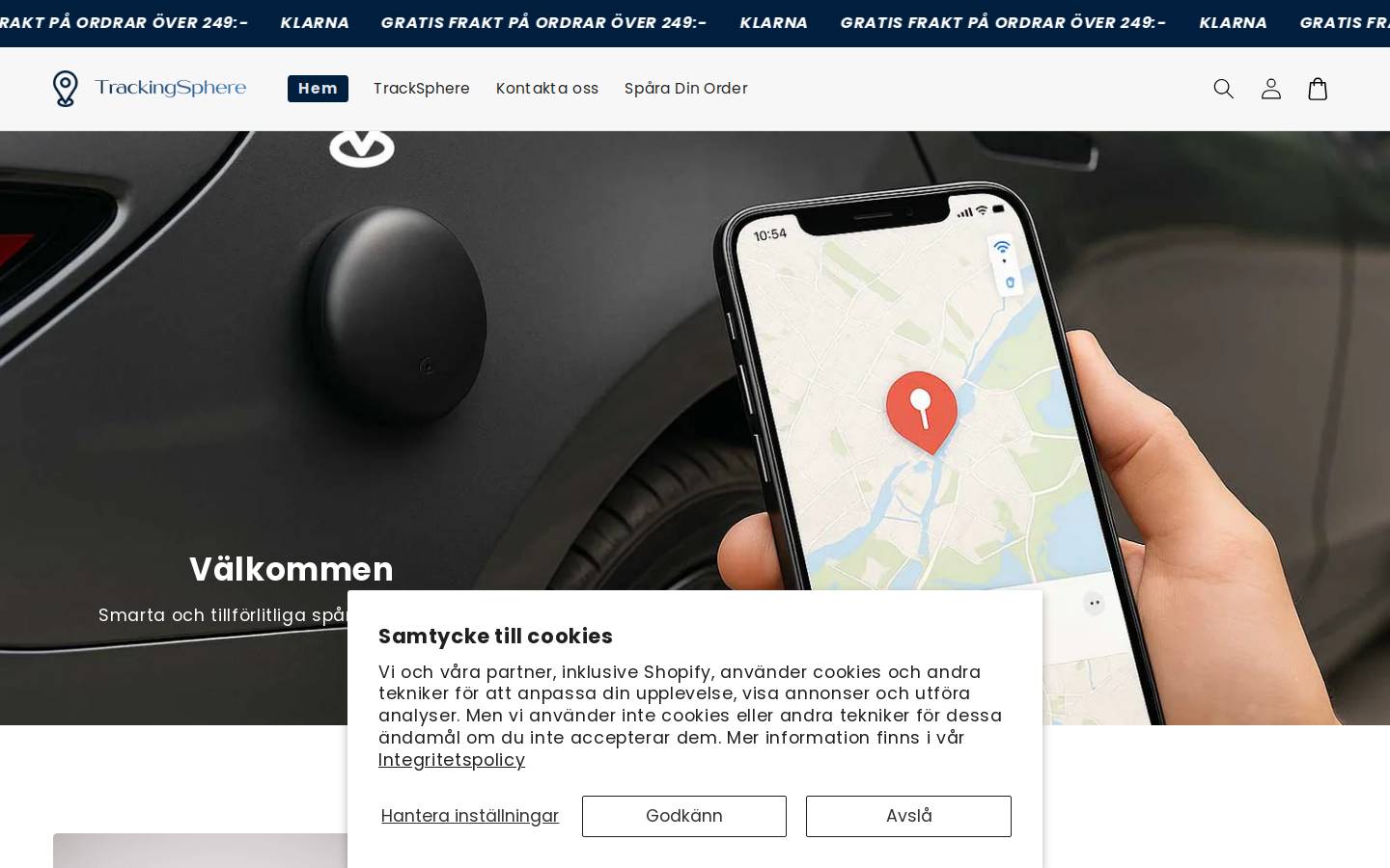 trackingsphere.com homepage screenshot