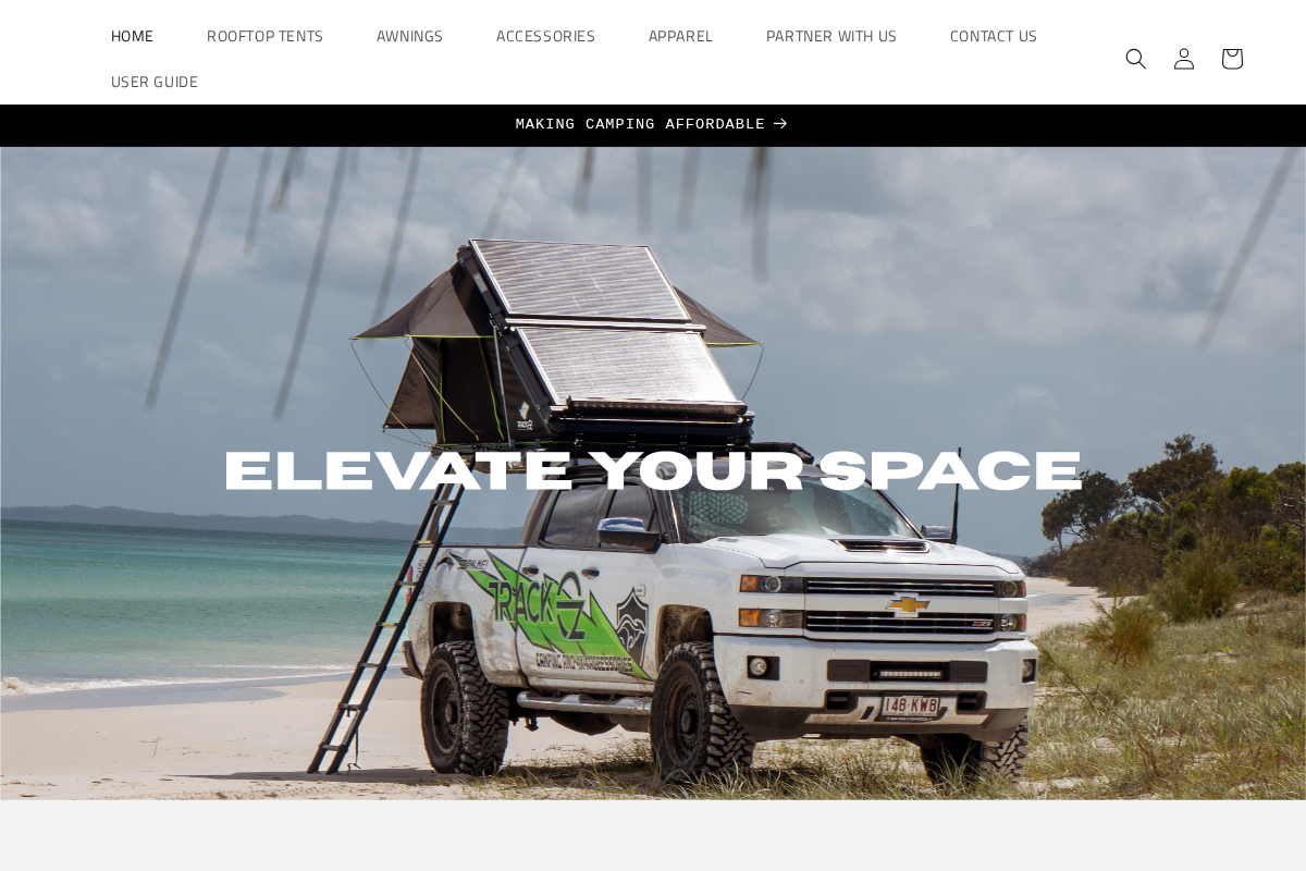 TrackOz homepage screenshot
