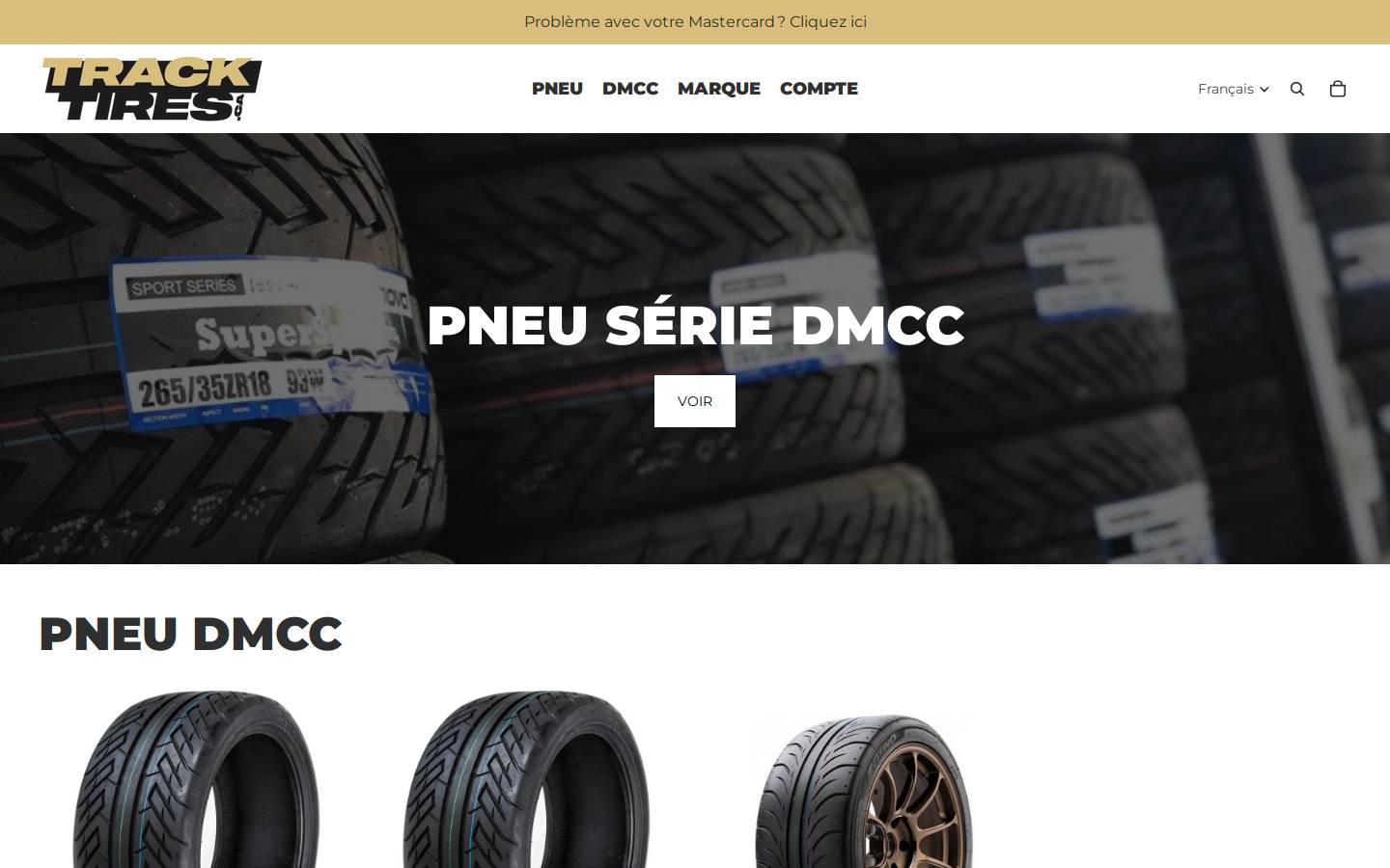 tracktires.ca homepage screenshot