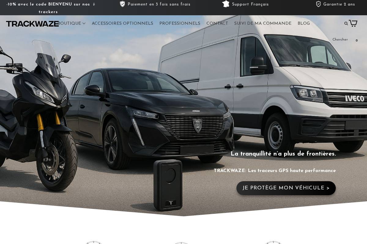 Trackwaze homepage screenshot