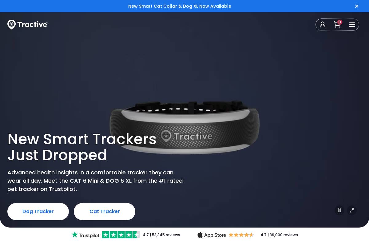 Tractive homepage screenshot