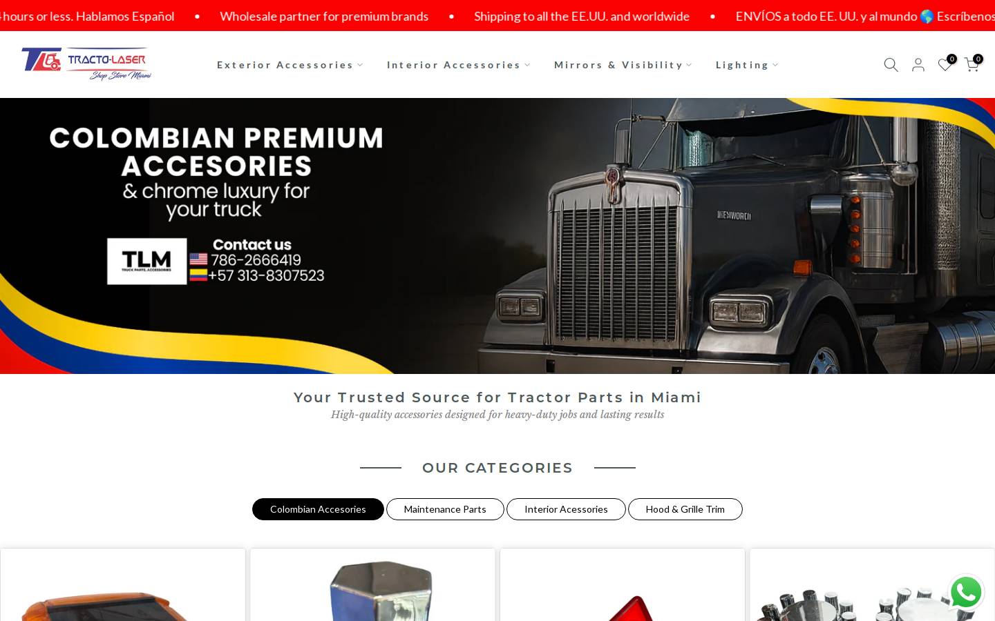 tractolasermiami.com homepage screenshot