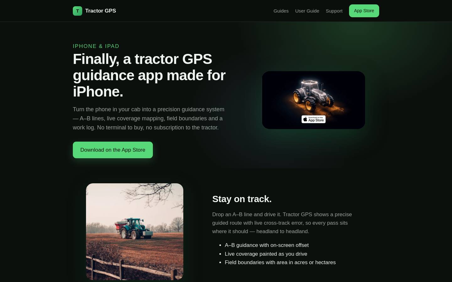 tractorgpsapp.com homepage screenshot