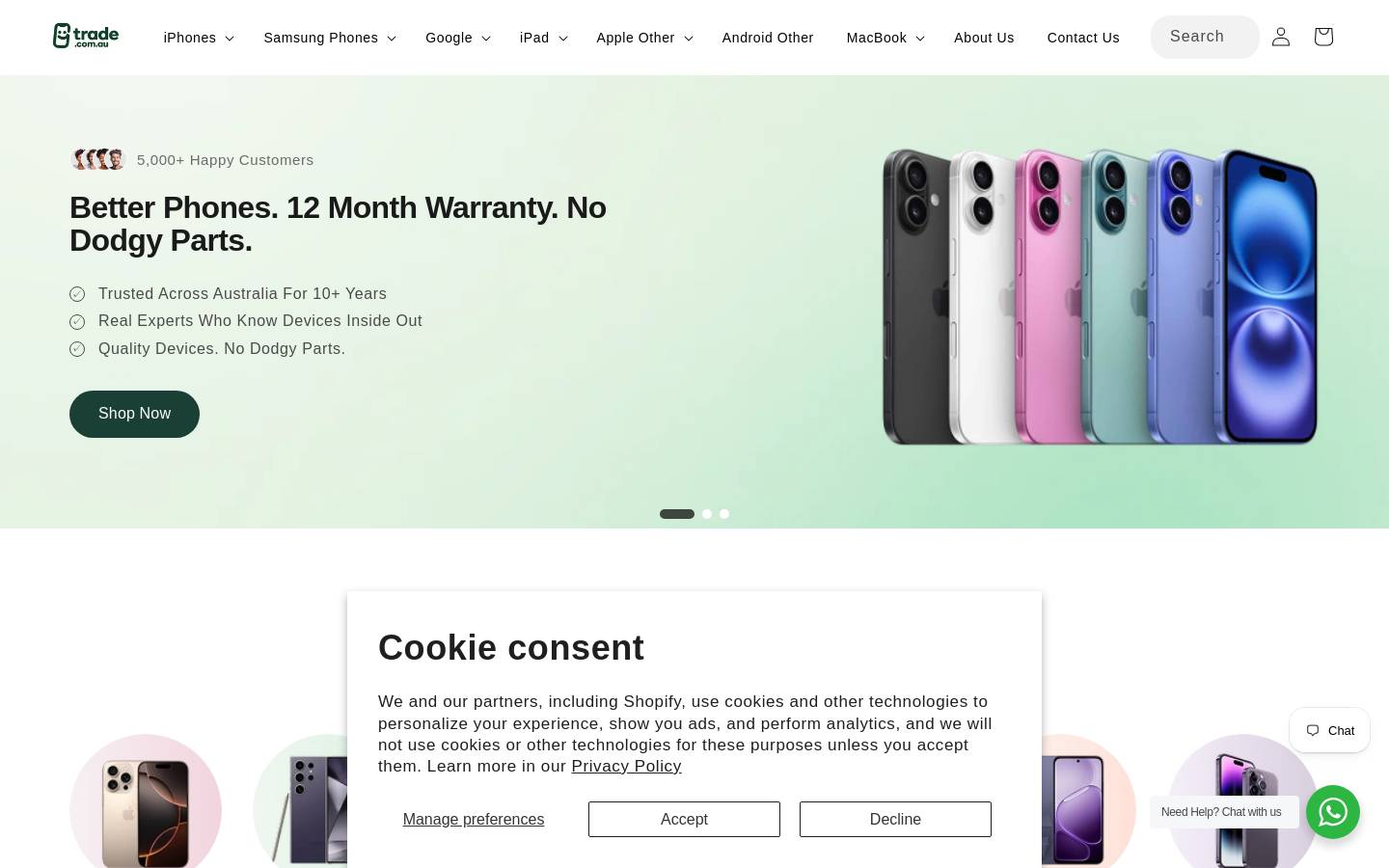 Trade.com.au homepage screenshot