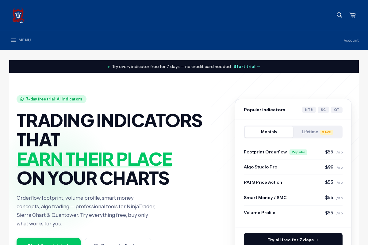 Tradedevils Indicators homepage screenshot