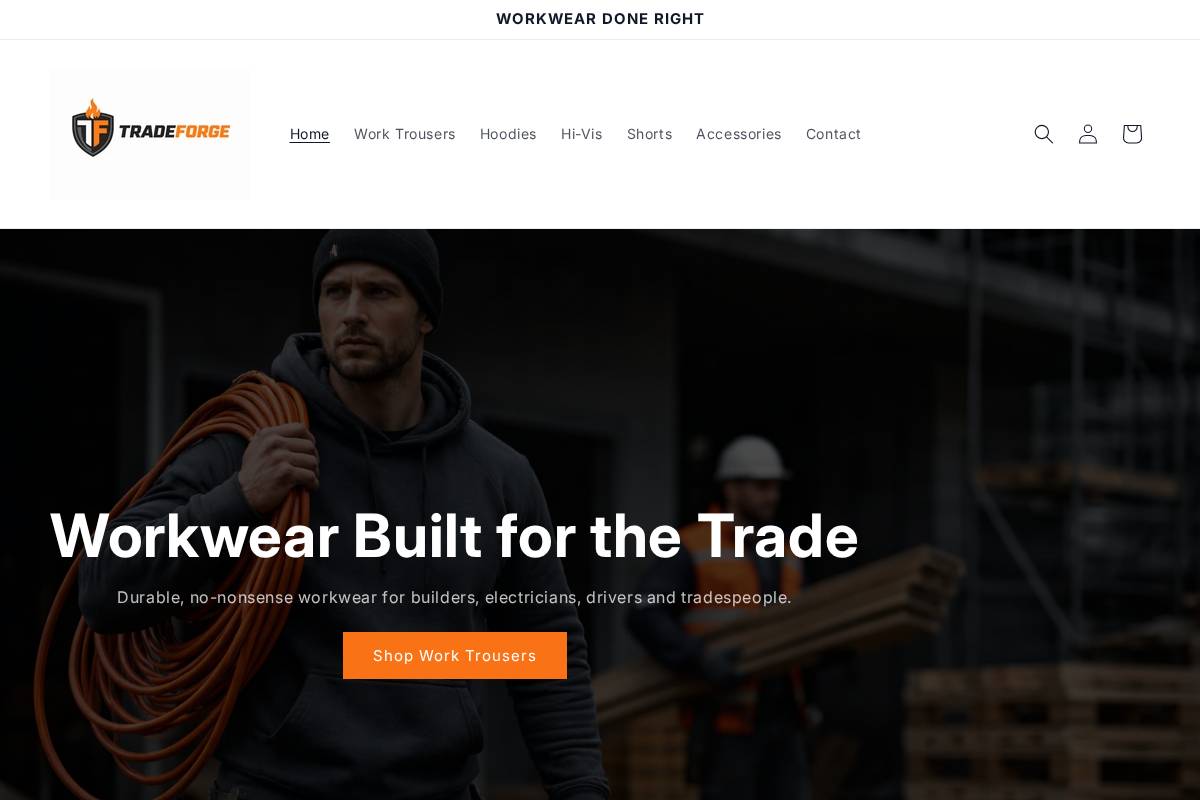 tradeforgeuk.com homepage screenshot