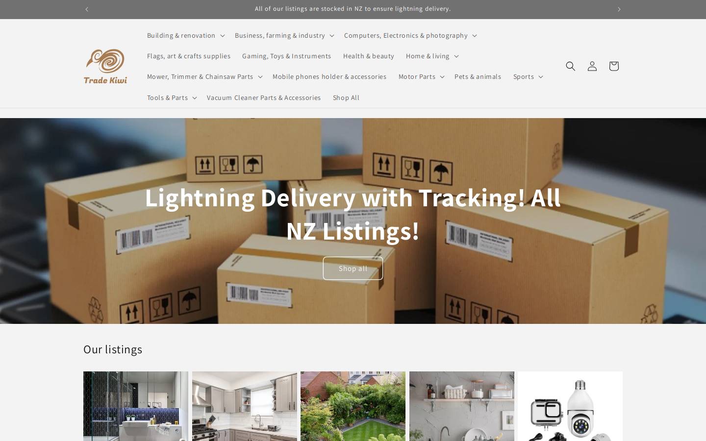 Tradekiwi homepage screenshot