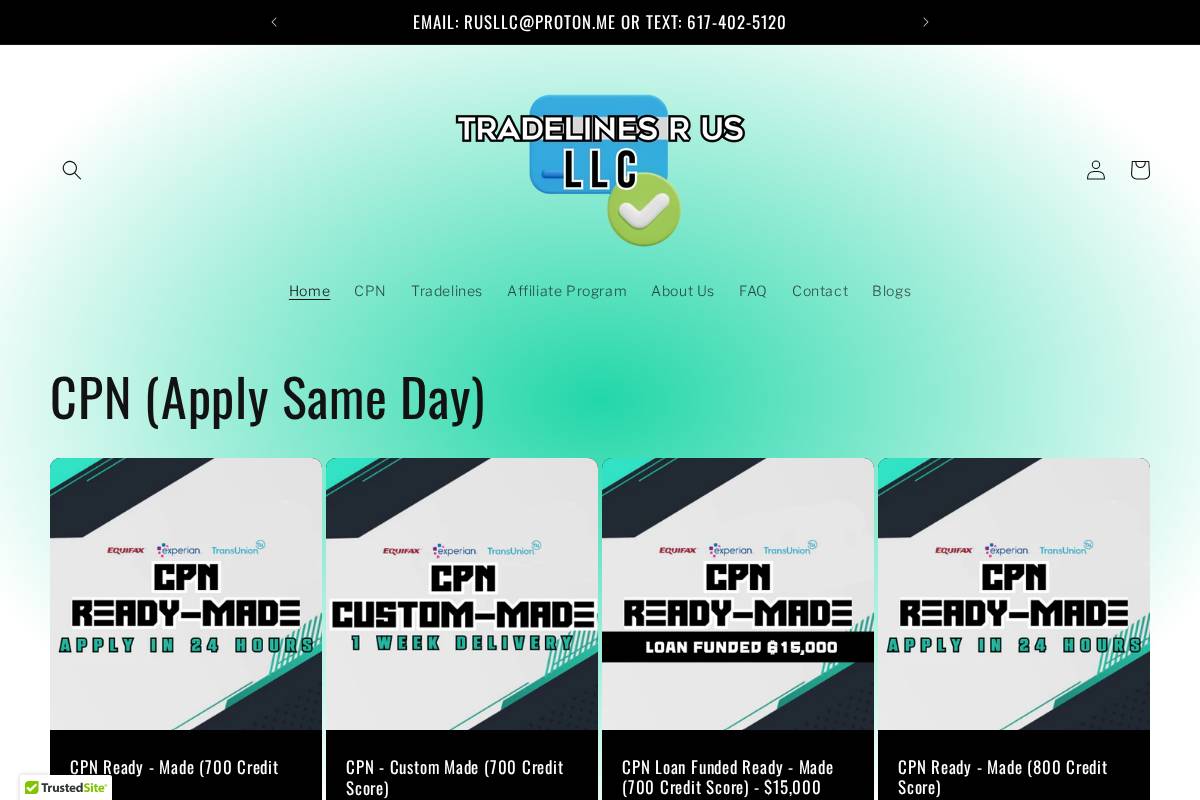Tradelinerus homepage screenshot